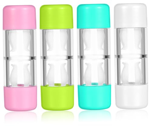 TOGEVAL 4 Stück Kleiner Kontaktlinsenbehälter Kunststoff Rgp Aufbewahrungsbox Hartlinsenetui Transparent Klein Reise Rosa Weiß Blau Grün