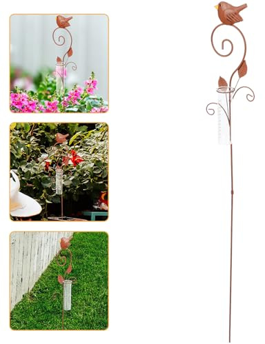 SHINEOFI Präziser Regenmesser mit Eisenpfahl Dekorativer Garten niederschlagsmesser Wetterfester Pflanzstecker für Rasen und Terrasse Klare Skala Einfache Ablesung für Outdoor
