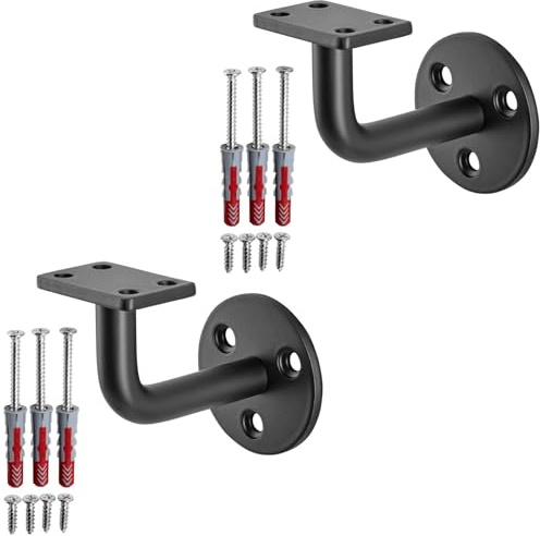 SOTECH 2er Set Handlaufhalter CURVE 90° 55 x 70 x 80 mm | schwarz pulverbeschichtet Geländerhalter rund Halter für Treppengeländer