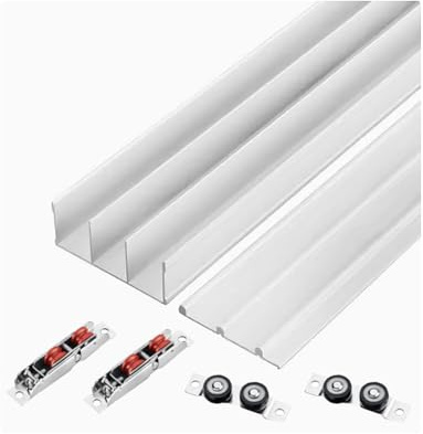 Kit de riel para puerta corredera, sistema de riel de armario de 3 carriles, aleación de aluminio para armarios y puertas divisorias, 300 cm de longitud