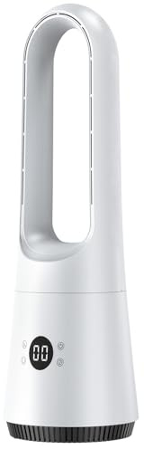 Kouamor 56cm Tower Fan, Warm & Cold 4000-5600rpm Bladeless Fan, Cooler Fans, Standing Fanss, Tower Fansss Cooling Quiet Bedroom, with Remote Control, 8h Timer, 80° Oscillation (D-white)