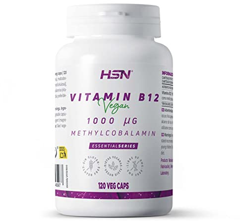 HSN Vitamina B12 Metilcobalamina 1000mcg | 120 Cápsulas Vegetales | 4 Meses de Suministro | Forma Activa y Biodisponible | No-GMO, Vegano, Sin Gluten