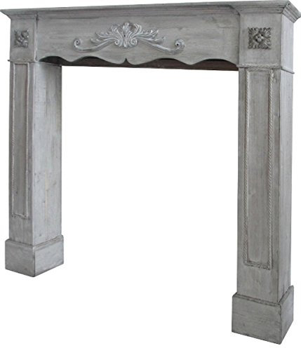 Casa Padrino Landhausstil Kaminumrandung Antik Grau 105 x 17 x H. 102 cm - Handgefertigte Kaminumrandung im Shabby Chic Look