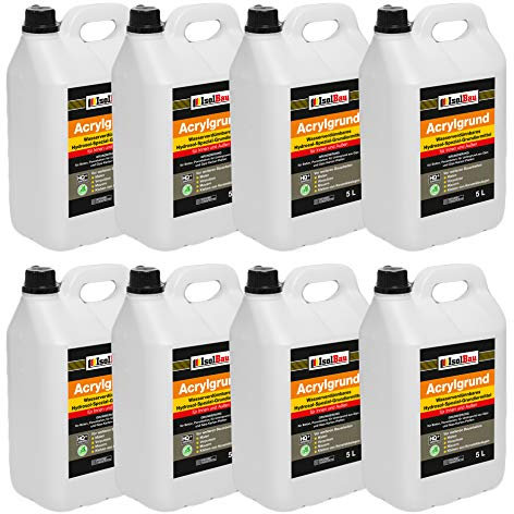 Isolbau Acrylgrund - Wasserverdünnbares Grundiermittel für eine professionelle Grundierung Innen & Außen - 40 Liter (8 x 5 L)
