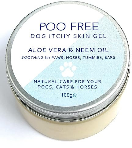 POO FREE Aloe Vera Gel MIT NEEM - für Hunde - 100 g Kühlen und Feuchtigkeit Spenden, Juckreiz lindern und Keime und Gerüche beseitigen.