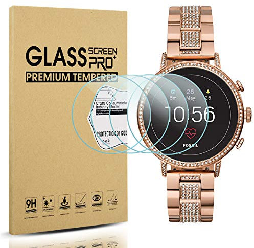 Diruite Lot de 4 protecteurs d'écran en verre trempé pour Fossil Q Venture Gen 4 [dureté 2.5D 9H] [anti-rayures] [Version optimisée]