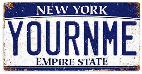 Personalised American Number Plates - Custom New York - Empire State – Sticky Pads | Printed Metal Wall Sign Plaque Printed Metal Wall Sign Plaque Show Plate