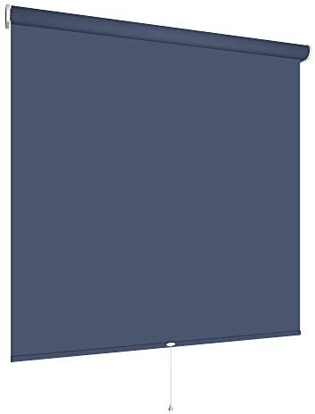 Springrollo Mittelzugrollo Schnapprollo viele Größen und Farben Montage Träger Metall Rollo Vorhang Blickdicht lichtdurchlässig Fenster Sonnenschutz Sichtschutz Blendschutz (180 x 180 cm, Dunkelblau)