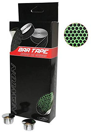 Ruban de guidon newton silicone vert fluo-noir avec bouchons