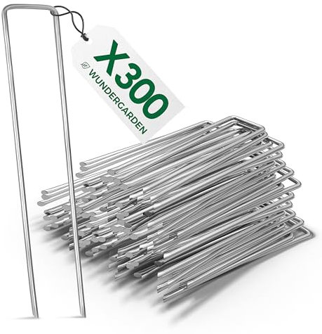 WUNDERGARDEN Lot de 300 piquets de Fixation en Acier galvanisé pour bâche Anti-Mauvaises Herbes - 150x25mm - Ø2,7mm