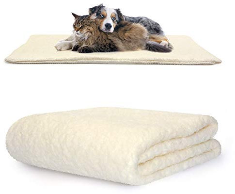 Snug Rug Luxuriöse Haustierdecken – flauschige Sherpa-Fleecedecke, weich und warm, Hunde und Katzen, waschbarer Überwurf für Auto, Sofa, Bett (mittelgroß, 120 x 88 cm, cremefarben)