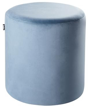 Beliani Pouf Samtstoff blau rund 47 cm glamourös luxuriös Sitzhocker Samthocker Lovett
