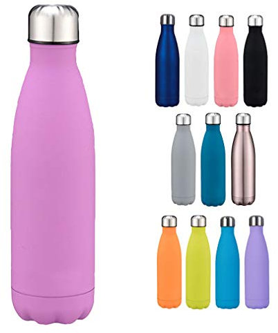 Bigood Sport Gourde Isotherme 304 Acier Inoxydable 500ml Bouteille d'eau Violette