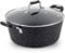Scoville NEVERSTICK 28cm Stock Pot with Lid, Deep Non-Stick Cooking Pot, 5.5L, Suitable for All Hobs Including Induction, Rapid Heat Conduction, PFOA Free, Dishwasher Safe, Aluminium, Black