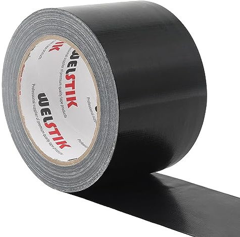 WELSTIK Universal Gewebeband - Gewebeverstärktes Ductape zum Reparieren, Bündeln, Verstärken oder Abdichten 75mm Breite x 41m Klebeband, Schwarz