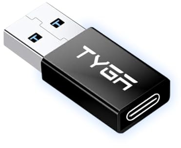 TYGA STORE USB Type C Female to USB Type A Male Adapter 5Gbps 3.0/3.1, Sync, Transfer, Charge, Plug & Play (1, Black)