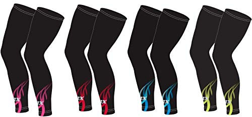 FCX Cycling Leg Warmers UV Protection Outdoor Sports, Running, Yoga Gym Compression Tight Sleeves Pair (Black Red, Large/XL)