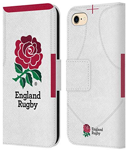 Head Case Designs Officially Licensed England Rugby Union Home 2020/21 Crest Kit Leather Wallet Case Compatible With Apple iPhone 7/8 / SE 2020 & 2022