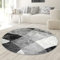 Moderner Wohnzimmer Teppich abstraktes Wellen Rauten Design marmoriert in schwarz grau - pflegeleicht Größe 160 cm rund