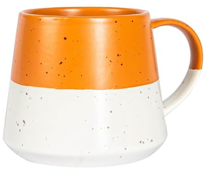 Nicola Spring Ceramic Coffee Mug - 370ml - Burnt Orange Dipped Flecked Stoneware Coffee Cups Dishwasher & Microwave Safe Large Tea Mugs for Hot Drinks, Hot Chocolate, Tea