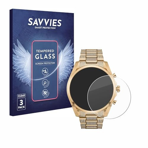 Savvies Panzer Schutz Glas für Michael Kors Access Gen 6 Bradshaw (3 Stück) 9H Hartglas, Anti-Fingerprint, Displayschutz
