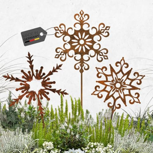 Terma Stahldesign Gartenstecker rost Sterne, Winterdeko, rost Weihnachtsdeko, edelrost deko Weihnachten Dekoration weihnachtsdeko, Stern Metall