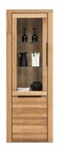 Vitrine Regal Hochschrank Schrank Greta Wildeiche geölt Teilmassiv H.199cm