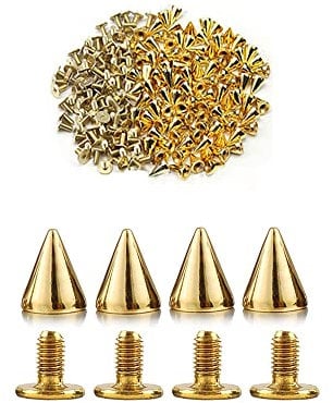 BDHI 100pcs Cone Spikes Rivets Punk Studs Bullet Studs Jacket Spikes Cone Screw Back Studs Metal Rustproof for DIY Leather Bracelets Punkstyle Cloth Shoes Necklace Costume Decoration Crafts(H12-100)