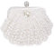NICOLE&DORIS Imitat Perle der Frauen Bördelte Harte Fallkupplungstasche,Hochzeit Handtasche Abschlussball Beutel Geldbeutel des Dameabends Weiß L