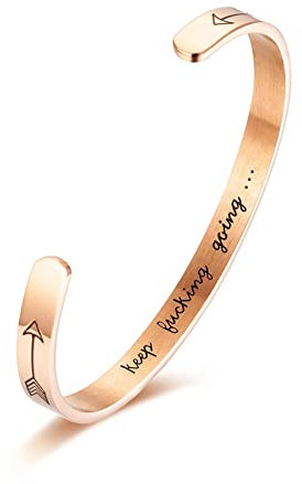 Skcess Armkette Damen Rosegold, Armkette Herz Gold Roségold Keep Going Arrow Armband Edelstahl Kein Knopf Armband