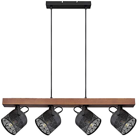 Rabalux 3300 Hängeleuchte ROTEM Metall/Holz Nussbaum E14 4x MAX 40W H:120cm L:75cm Ø11cm dimmbar