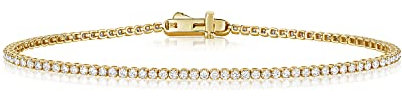 Funkelndes Feuer Wunderschönes 9 Karat (375) Gold Diamant Tennis Armband Brillant-Schliff 1.50 Karat HI - I1-18cm WJS353449KY