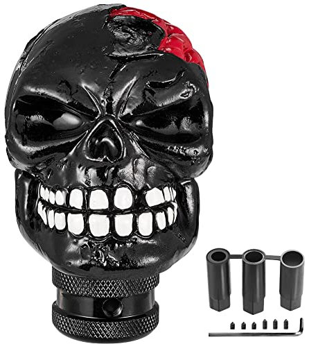 Blueshyhall Schädel Auto Schaltknauf, Hirnloser Schädel Universal Totenkopf Schalthebel Auto Überzug, Auto Skull Schaltknüppel Shifter Knob Tuning Adapter, Auto Schaltknauf Zubehör Deko (Schwarz)
