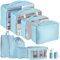 Jsdoin Koffer Organizer Set 9-Teilig Kofferorganizer Reisetasche travel Organizer Wasserdichte Packtaschen Rucksack Packing Cubes Kleidertaschen für Kleidung Unterwäsche Kosmetik (Blau)