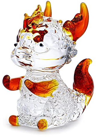HDCRYSTALGIFTS 7,6 cm große Kristall-Baby-Drachen-Figur, Sammlerstücke, geschnittenes Glas, Tier, Briefbeschwerer, dekorative Ornamente für Wohnzimmer, Schlafzimmer, Büro, Schreibtisch, Schränke
