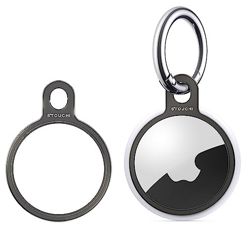 Stouchi AirTag Lot de 1 Porte-clés en Acier Inoxydable avec 1 Porte-clés Installation Simple Design Fin pour AirTags