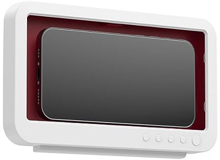 JOCXZI Shower Phone Holder, Waterproof White 360° Rotating Fits Smartphones up to 7 Inch, Self Adhesive Anti-Fog Screen Case for Bathroom/Kitchen