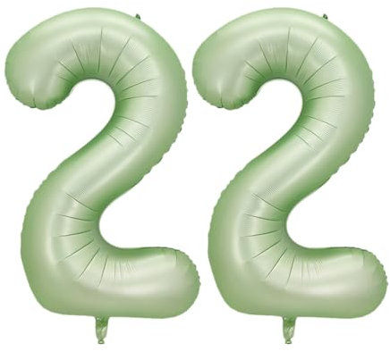 Guoguonb 40 Zoll Zahl 22. Geburtstag Deko Riesen Aufblasbar Helium Folienballon Nummer 22 Luftballons Personalisiertes Design Ballon für Gedenktag Geburtstag Dekoration (Wassermelone Grün)