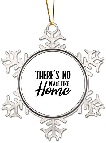 Weihnachtsschmuck aus Zinn mit Zitat There's No Place Like Home, Metall-Schneeflocke, Weihnachtsschmuck für Weihnachtsbaum, Anhänger, Kugel, Strumpfanhänger, Winter, Neujahr, Urlaub, Souvenir,