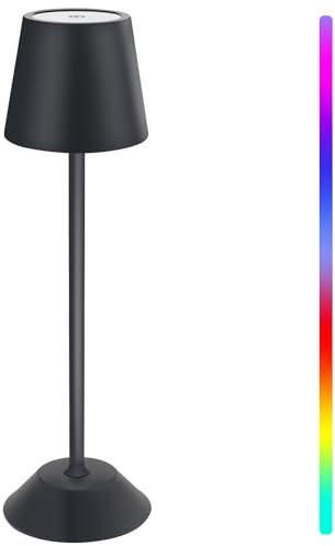 MUEZDUR Tischlampe Kabellos Touch Control Dimmbare Warmweiß 3000K-6000K Led Tischlampe Akku RGB 5 Modi & stufenloses Dimmen IP55 wasserdichte Tischleuchte für Esstisch Schlafzimmer Garten Balkon Hotel