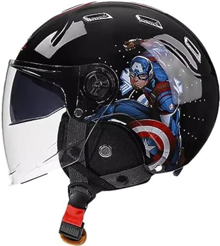 Casco De Motocicleta Para Niños Con Personalidad, Medio Casco Para Niños, Ultrafino, Pequeño, De Media Concha, Gorra De Ciclomotor De Cara Abierta Para 3 A 14 Años De Edad B,48-55cm