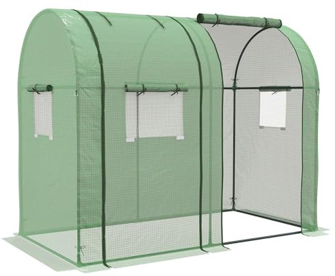 Outsunny Tomato Greenhouse, Garden Growhouse with 2 Roll-up Doors and 4 Mesh Windows, Portable Indoor Outdoor Green House, 185 x 94 x 150cm, Green