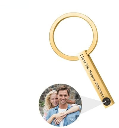 Personalized Photo Projection Keychain Custom Photo Keyring Projection Keychain for Women Anniversary Memorial Gifts (gold,1PCS)
