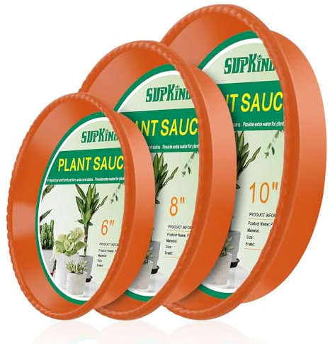 SupKing 9 Pack Plant Saucers (6 inch /8 inch /10 inch),Heavy Sturdy Plant Trays Pot Tray for Indoor Clear Plastic Flower Pot Saucers Thicker Plant Water Drip Trays for pots-Terracotta