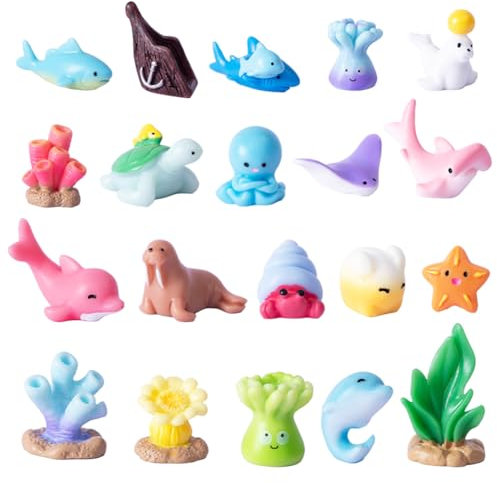 HFFJJLTU Anime Figures Set,Anime Cake Toppers,Mini Figures Set,PVC Marine Life Dolls Decorations Collectible, Aquatic Miniatures Landscape Birthday Cupcake Figurines Supplies for Kids,20 PCS