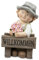 Bollweg Dekofigur Junge Willkommen | Dekofigur Figur Gartenfigur Gartendeko | 22x18 cm