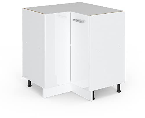 Vicco Armario de Esquina R-Line, Blanco Alto Brillo/Blanco, 75.6 cm, ET Antracita