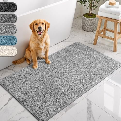 Bodenständig® Badematte Grau – rutschfest & Waschbar – Saugstarke Badezimmermatte – Hygienischer Duschvorleger – Badvorleger rutschfest waschbar 40x60 cm schnelltrocknend