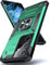 Pritify Armour Coque pour Samsung S21 Ultra avec béquille et appareil photo surélevé, coque arrière de protection de qualité militaire, anneau en métal amélioré, support magnétique de voiture | Vert