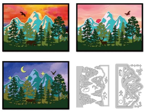 DELORIGIN Realistische Wald Stanzformen Für Die Kartengestaltung Kohlenstoffstahl Stanzungen Landschafts Stanzschablonen Neuheiten 2025 Für Festivals Basteln Geburtstagsgeschenk Dekor